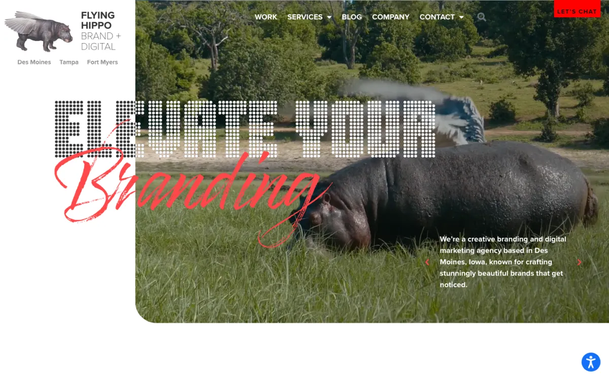 Flying Hippo Brand + Digital homepage, captured September 28, 2026